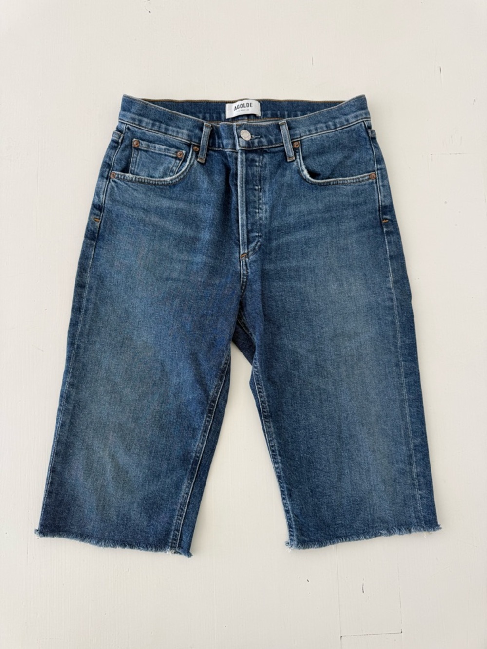 A Golde - ‘Carrie’ Denim Long Length Slim  Shorts